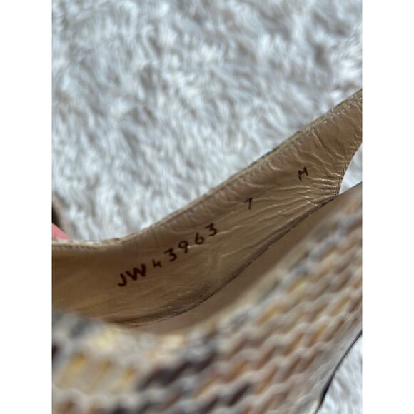 Stuart Weitzman Sz 7 Peeptoe Mushroom Crystal Slingback Snakeskin Pumps Heels - Picture 7 of 9